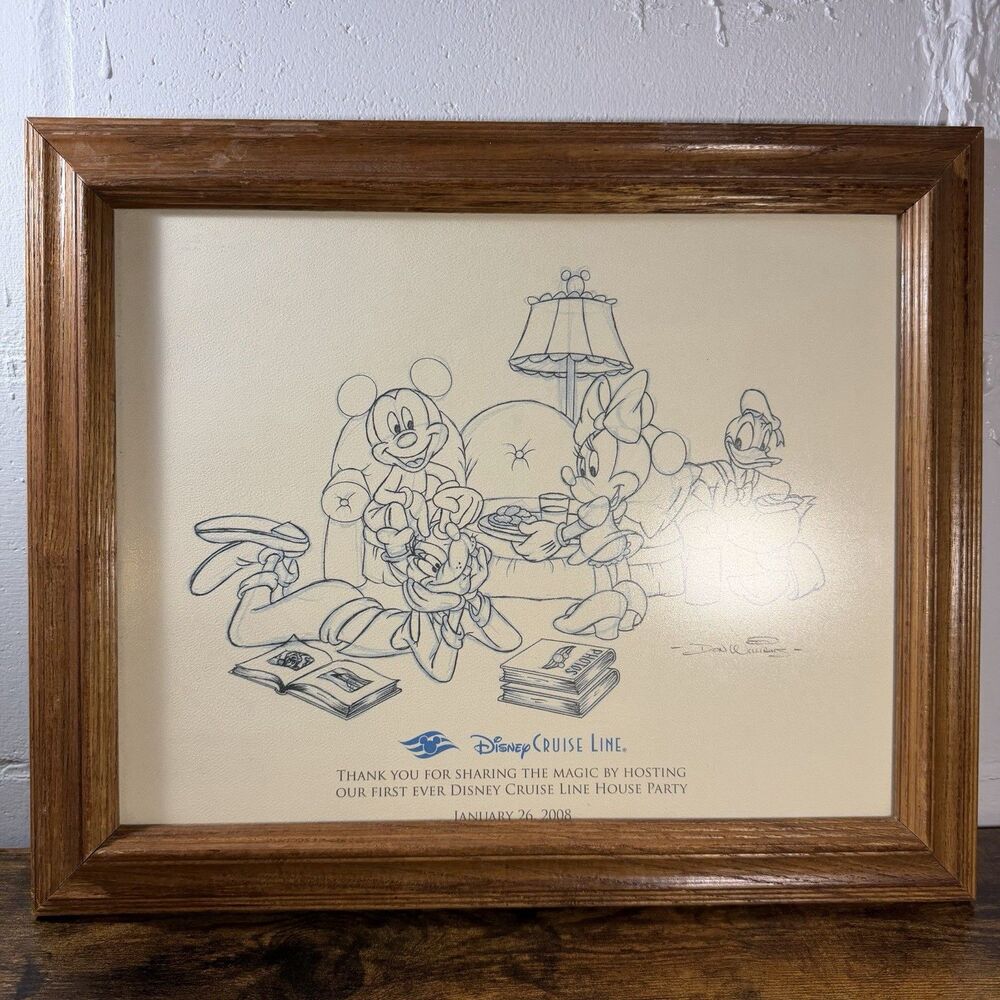 Rare 2008 Disney Cruise Line House Party Framed Print Artist Don “Ducky” Willams